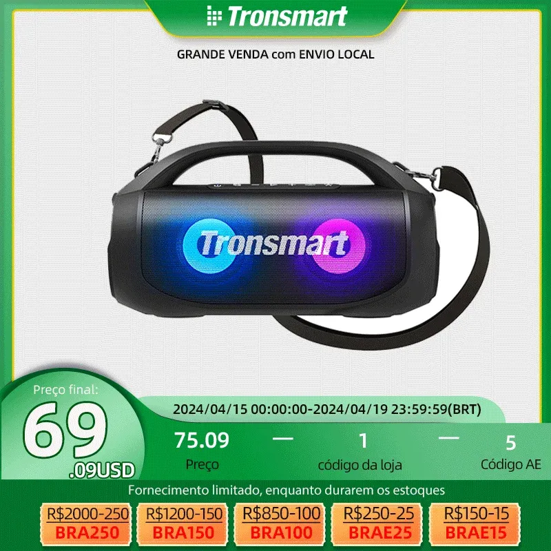 (Do Brasil) Tronsmart Bang Se Speaker 40w, Com Bluetooth 5.3, Playtime De 24 Horas
